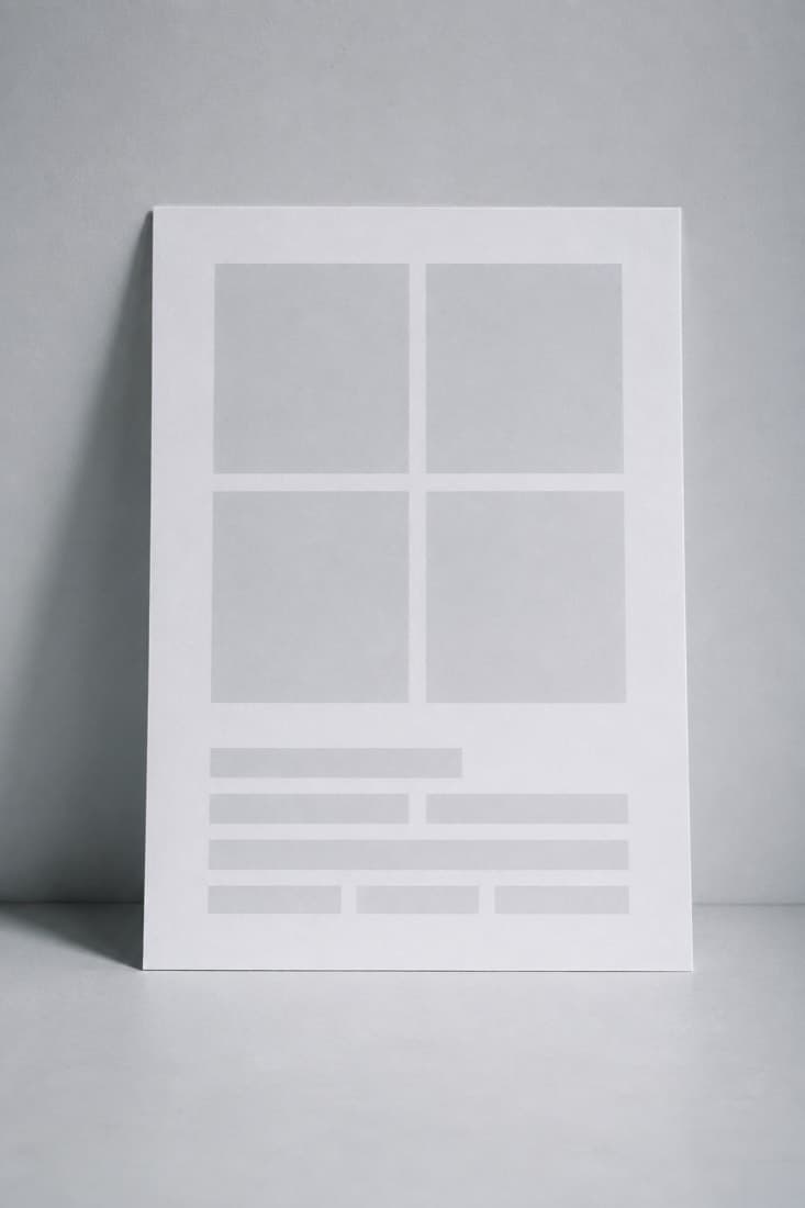 A sheet showing a layout skeleton led by four large panels